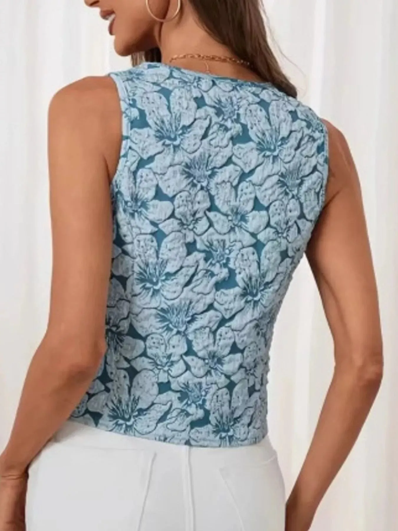 Floral Jacquard Button-Front Vest Coat sold by Charming Charlie product image thumbnail 5