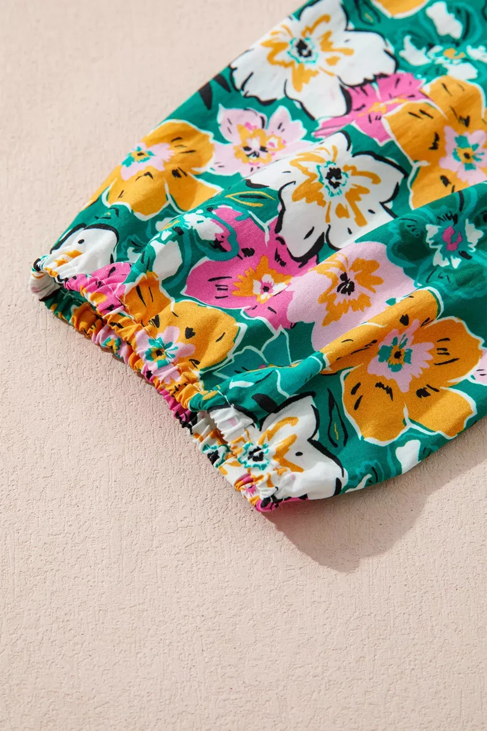 Floral Print Contrast Trim Frilled V Neck 3/4 Sleeve Blouse sold by Charming Charlie product image thumbnail 5