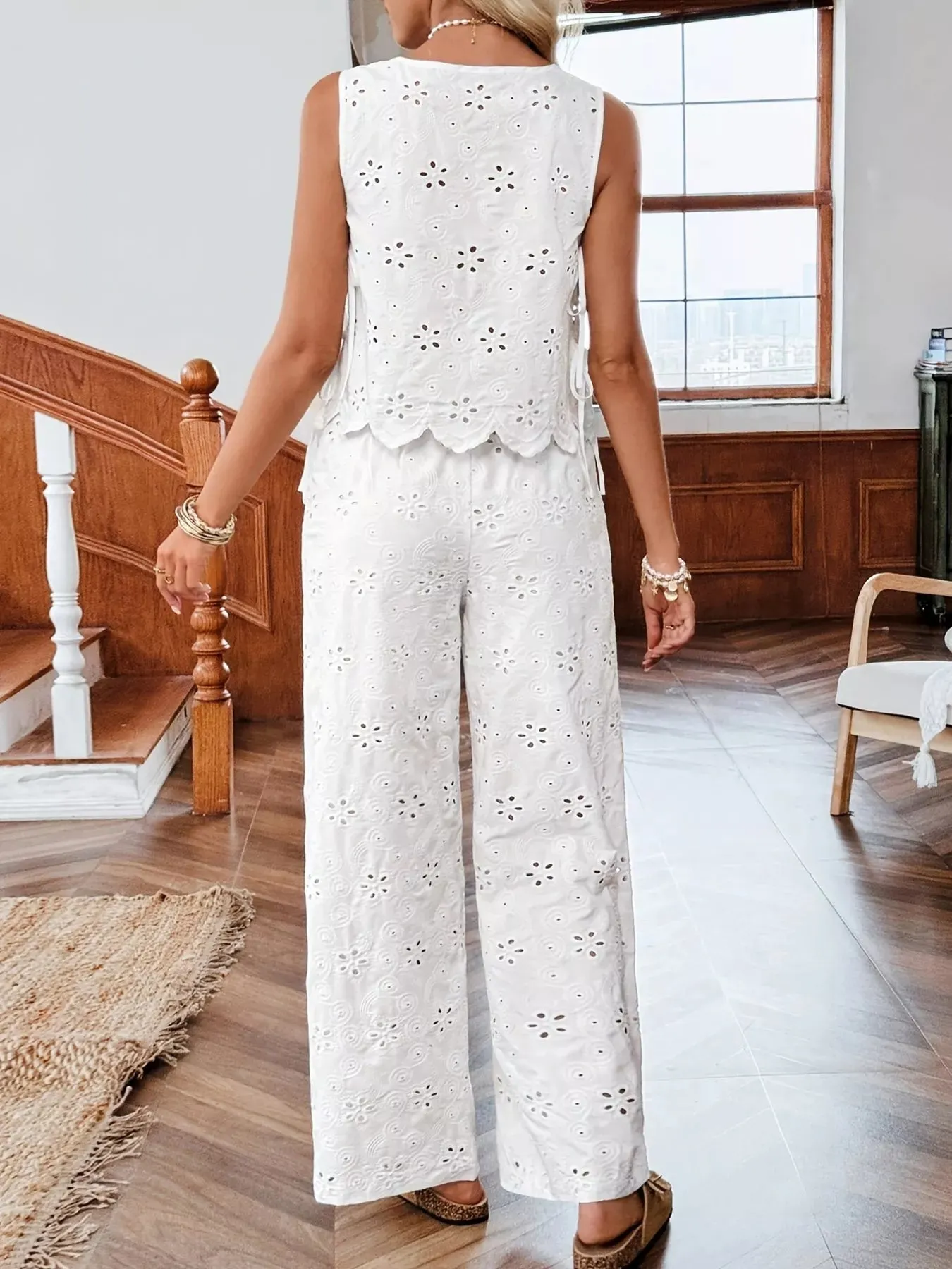 Eyelet Embroidered Tank and Pants Two-Piece Set sold by Charming Charlie product image thumbnail 5