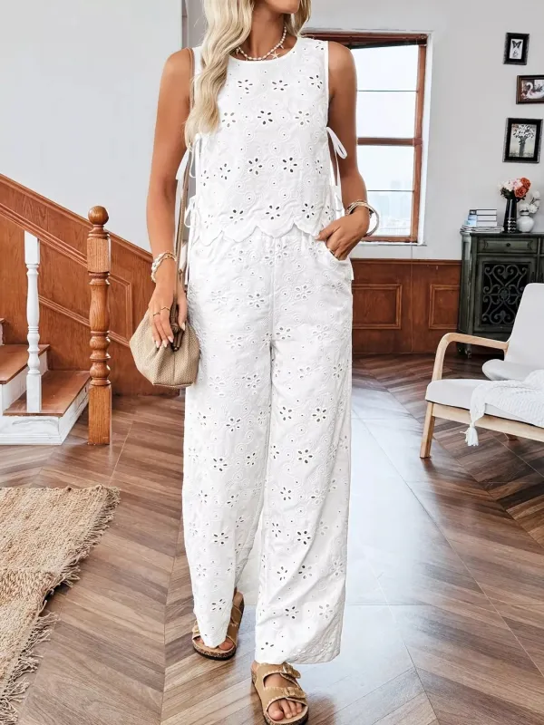 Eyelet Embroidered Tank and Pants Two-Piece Set sold by Charming Charlie