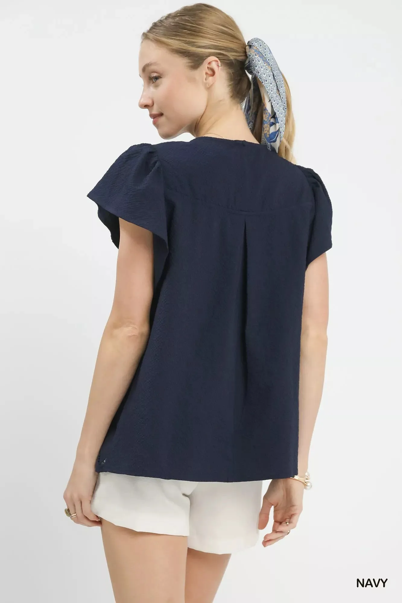 Umgee Floral Lace Overlay Flutter Sleeve Top sold by Charming Charlie product image thumbnail 3