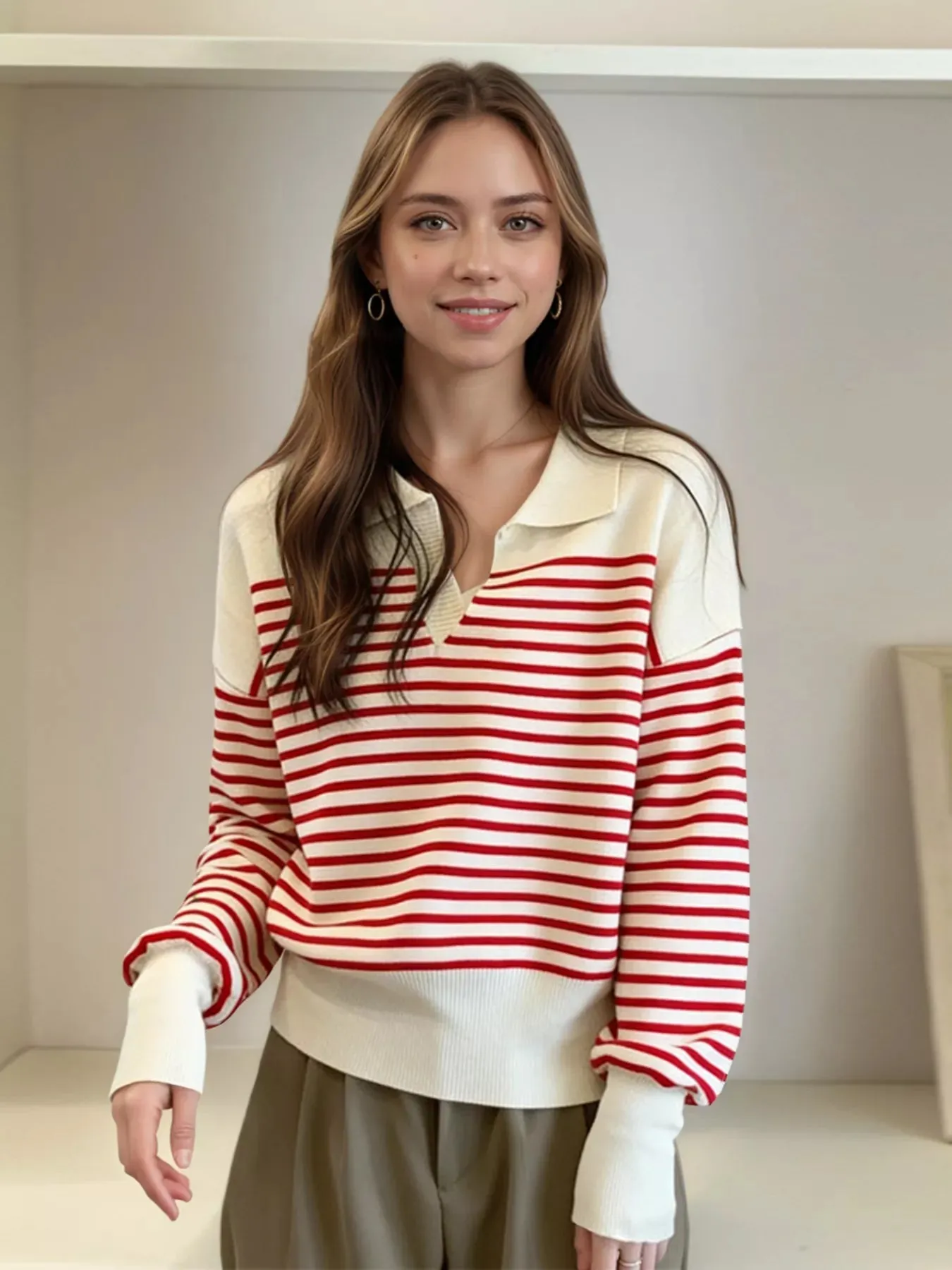 Striped Long Sleeve Knit Top sold by Charming Charlie product image thumbnail 5