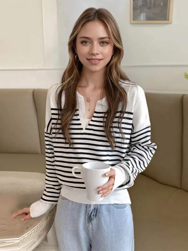 Striped Long Sleeve Knit Top sold by Charming Charlie