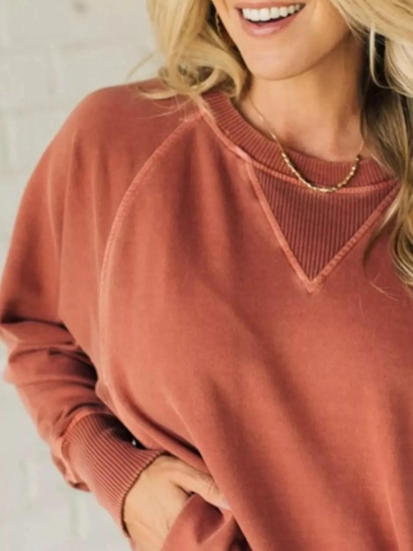 Full Size Crew Neck Raglan Sleeve Sweatshirt Plus Size sold by Charming Charlie product image thumbnail 2