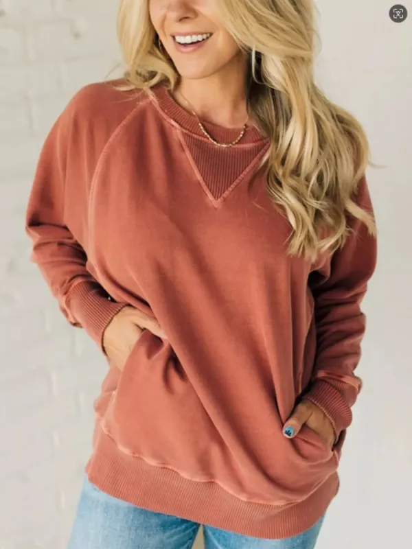 Full Size Crew Neck Raglan Sleeve Sweatshirt Plus Size sold by Charming Charlie