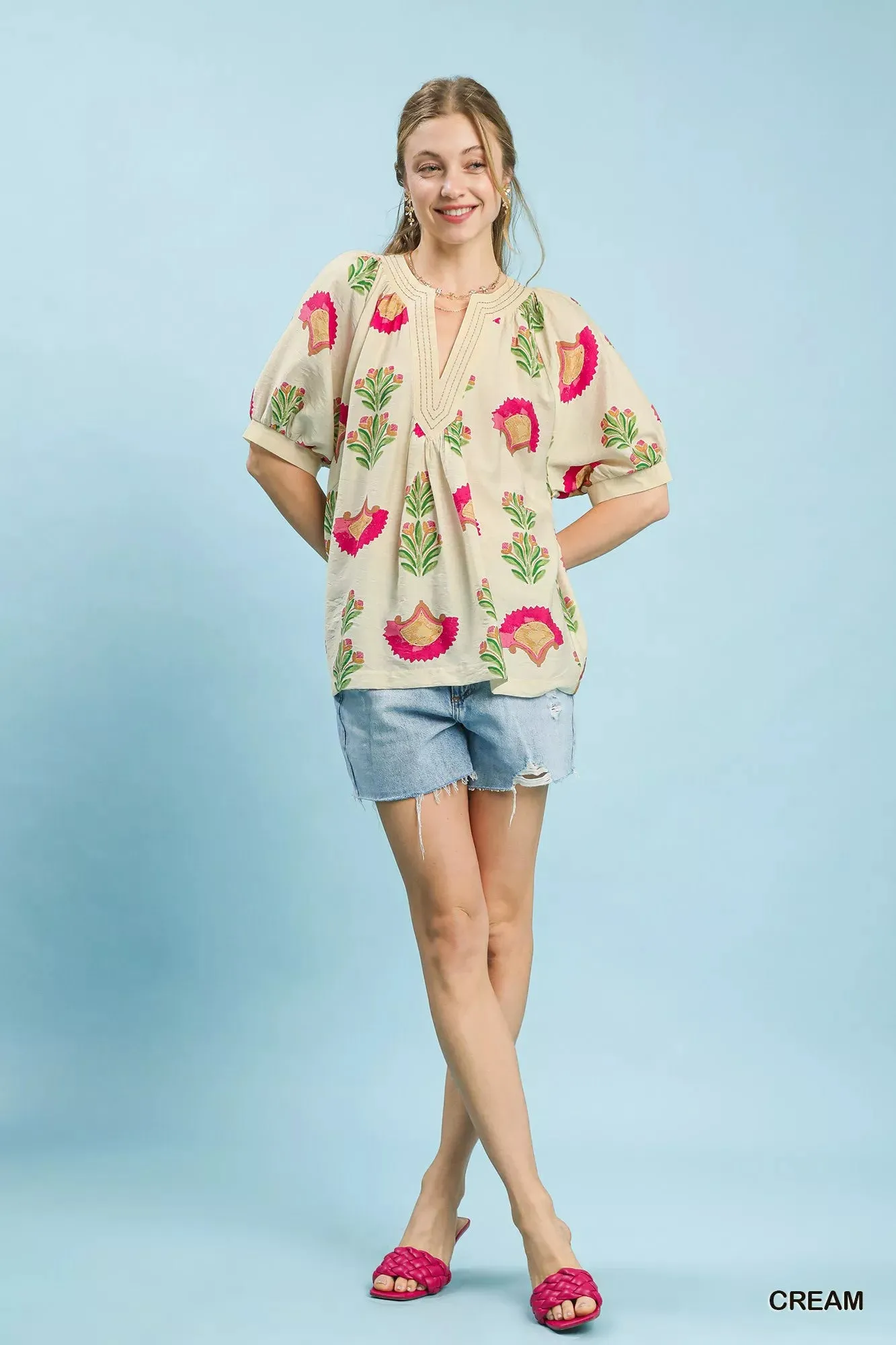 Umgee Abstract Print Blouse with Ruched Detail sold by Charming Charlie product image thumbnail 4