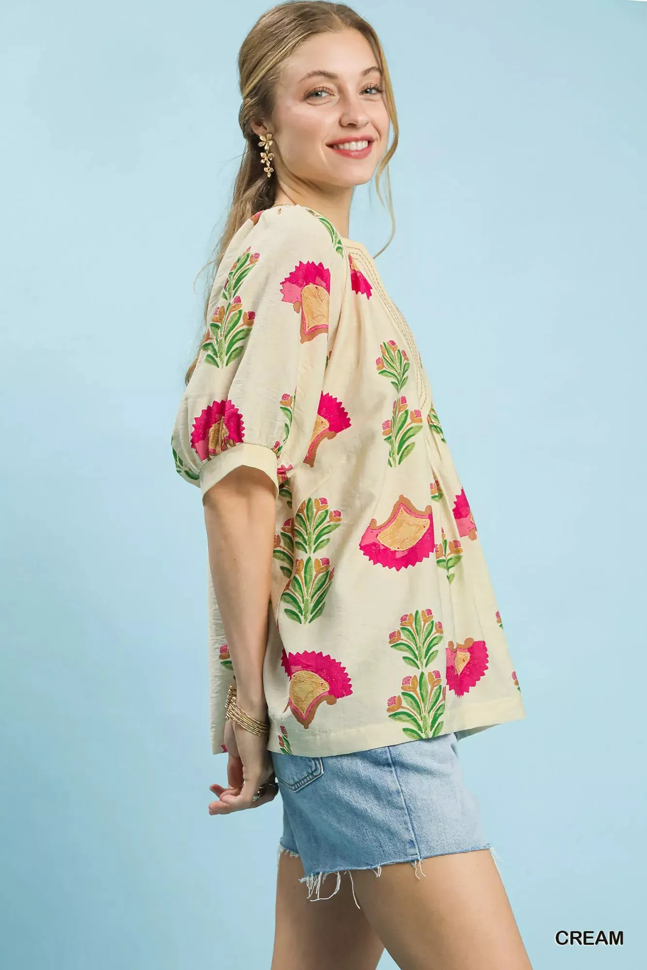 Umgee Abstract Print Blouse with Ruched Detail sold by Charming Charlie product image thumbnail 2