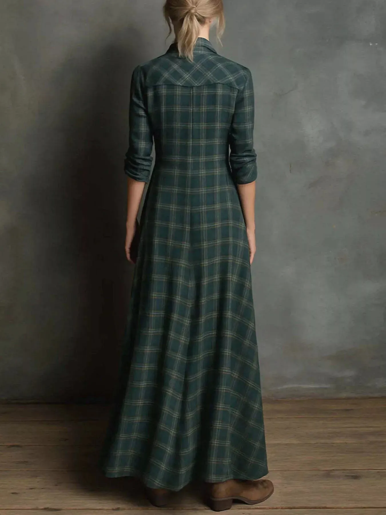 Plaid Long Sleeve Maxi Dress sold by Charming Charlie product image thumbnail 3