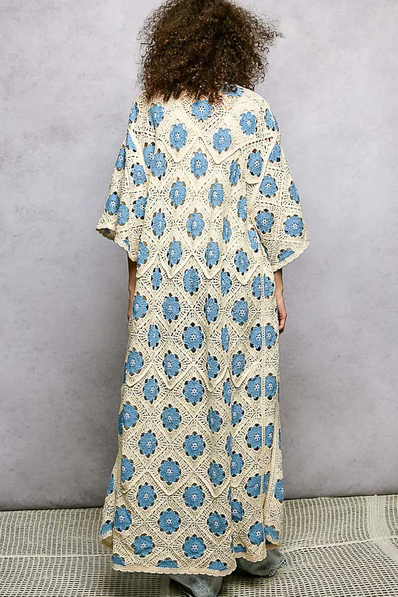 POL Open Front Floral Crochet Longline Cardigan sold by Charming Charlie product image thumbnail 5