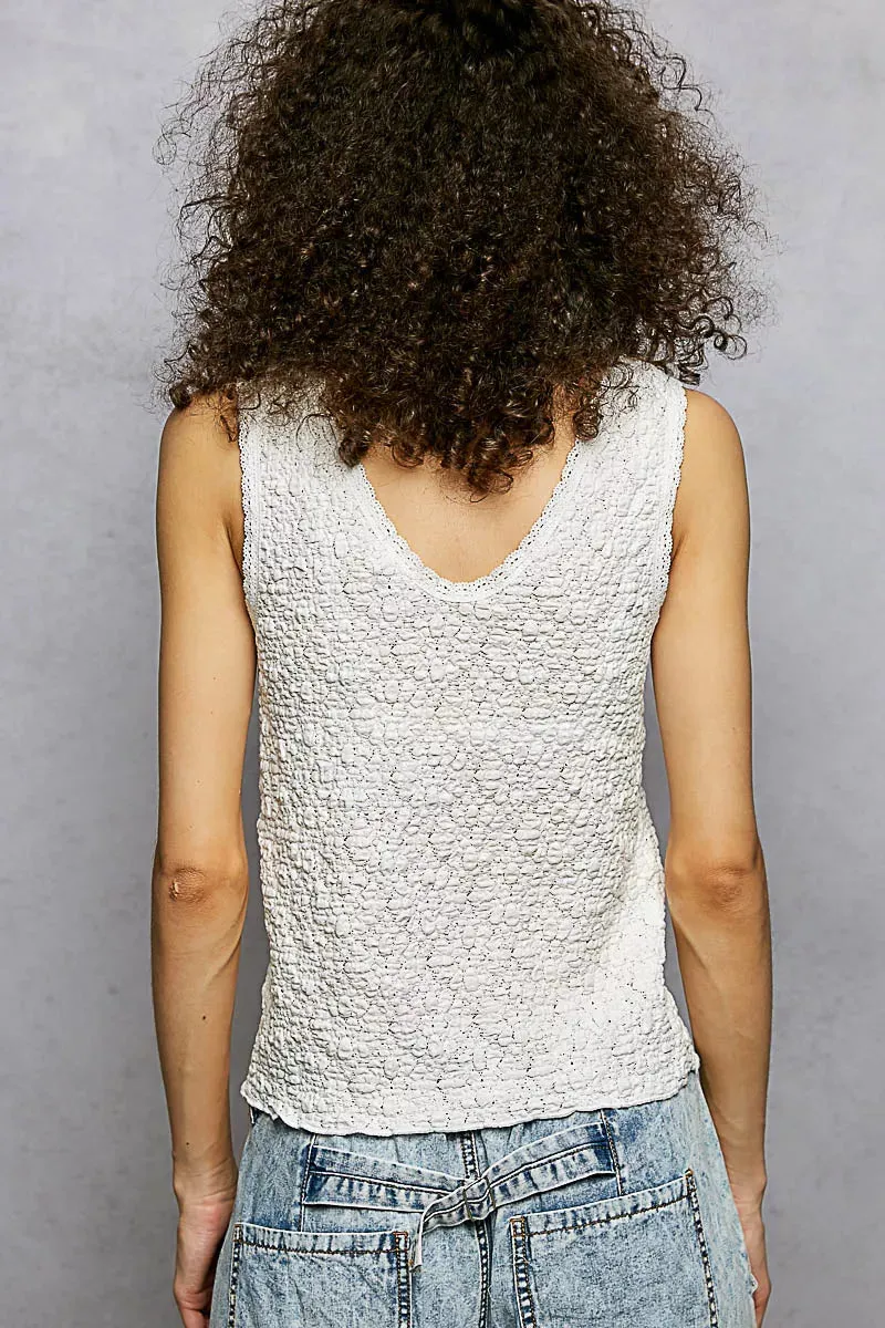 POL Textured Knit V-Neck Tank with Lace Trim sold by Charming Charlie product image thumbnail 4