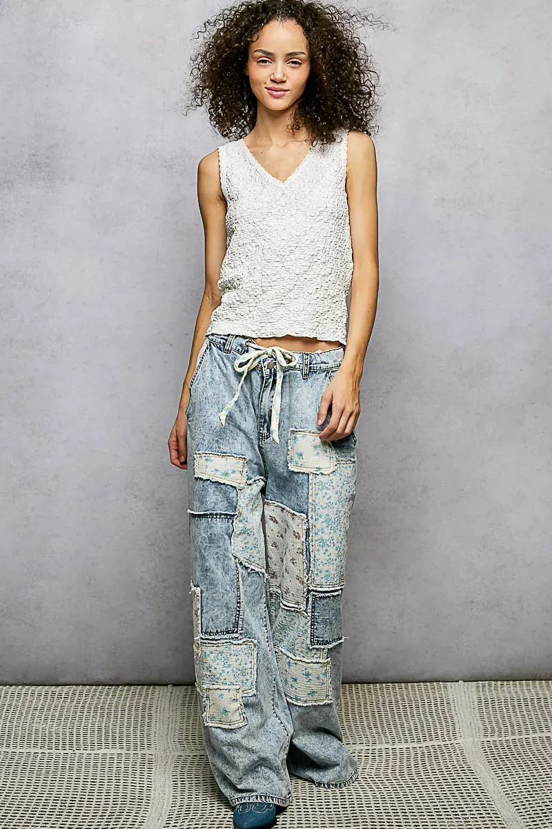 POL Textured Knit V-Neck Tank with Lace Trim sold by Charming Charlie product image thumbnail 5