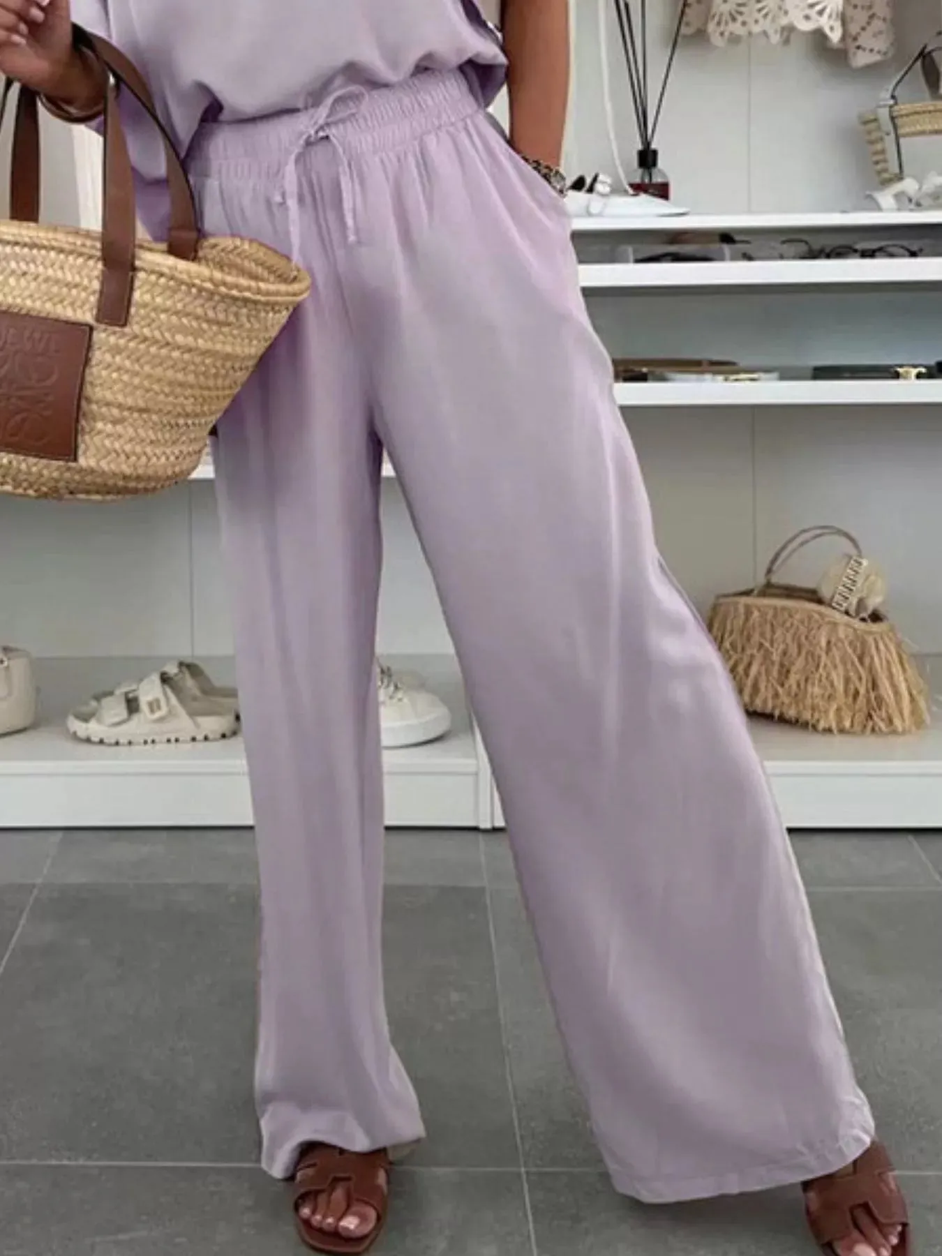 Full Size Casual Loose Round Neck Top and Pants Two-Piece Set Plus Size sold by Charming Charlie product image thumbnail 3