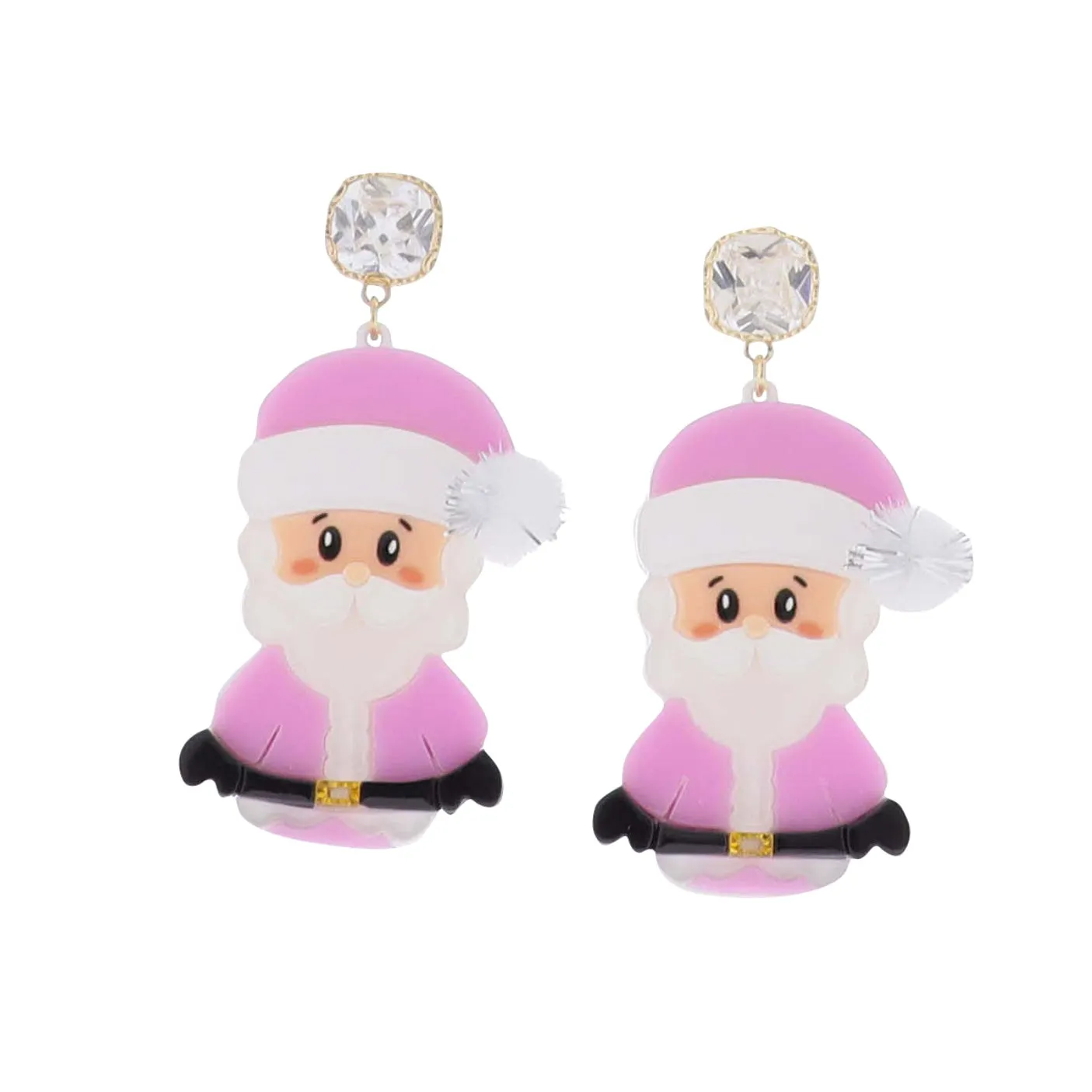 Pink & White Santa Earring - Crystal Post sold by Charming Charlie