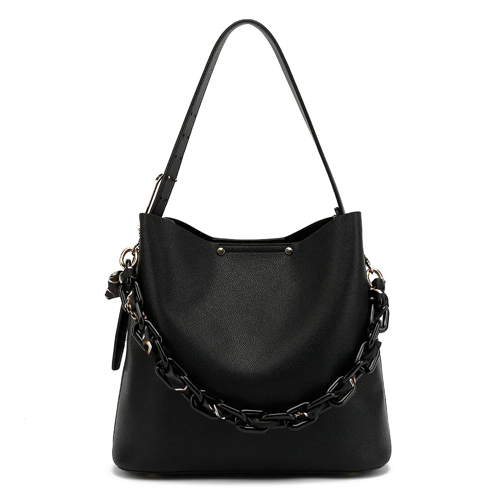 Hobo with Acrylic Chain and Scarf Detail sold by Charming Charlie