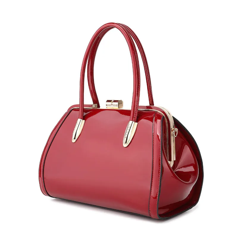 Patent Leather Double Handle Frame Satchel sold by Charming Charlie