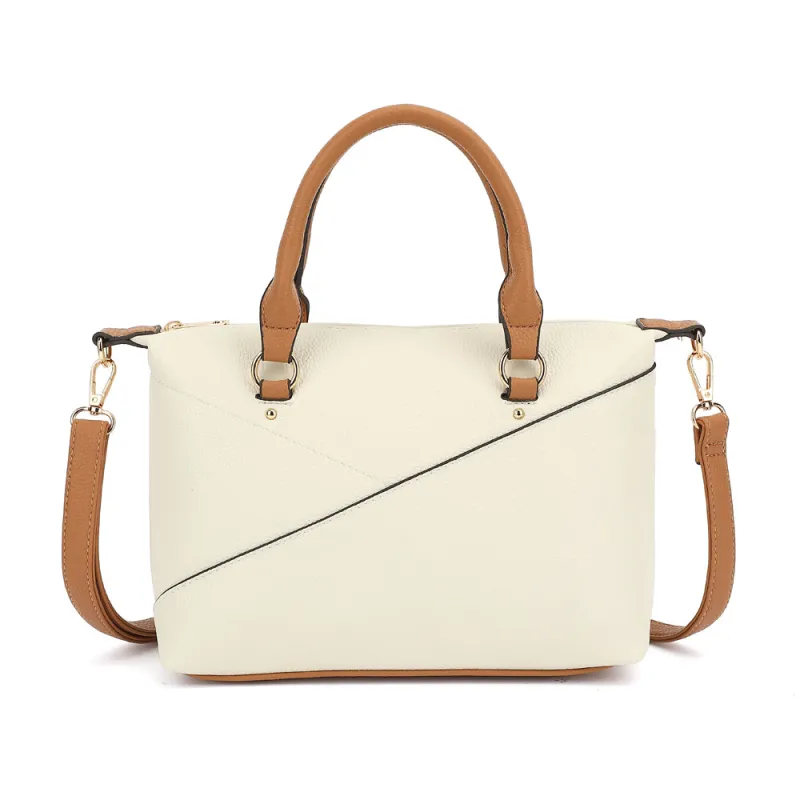 Double Handle Mid Size Satchel Two Tone with Crossbody Strap sold by Charming Charlie