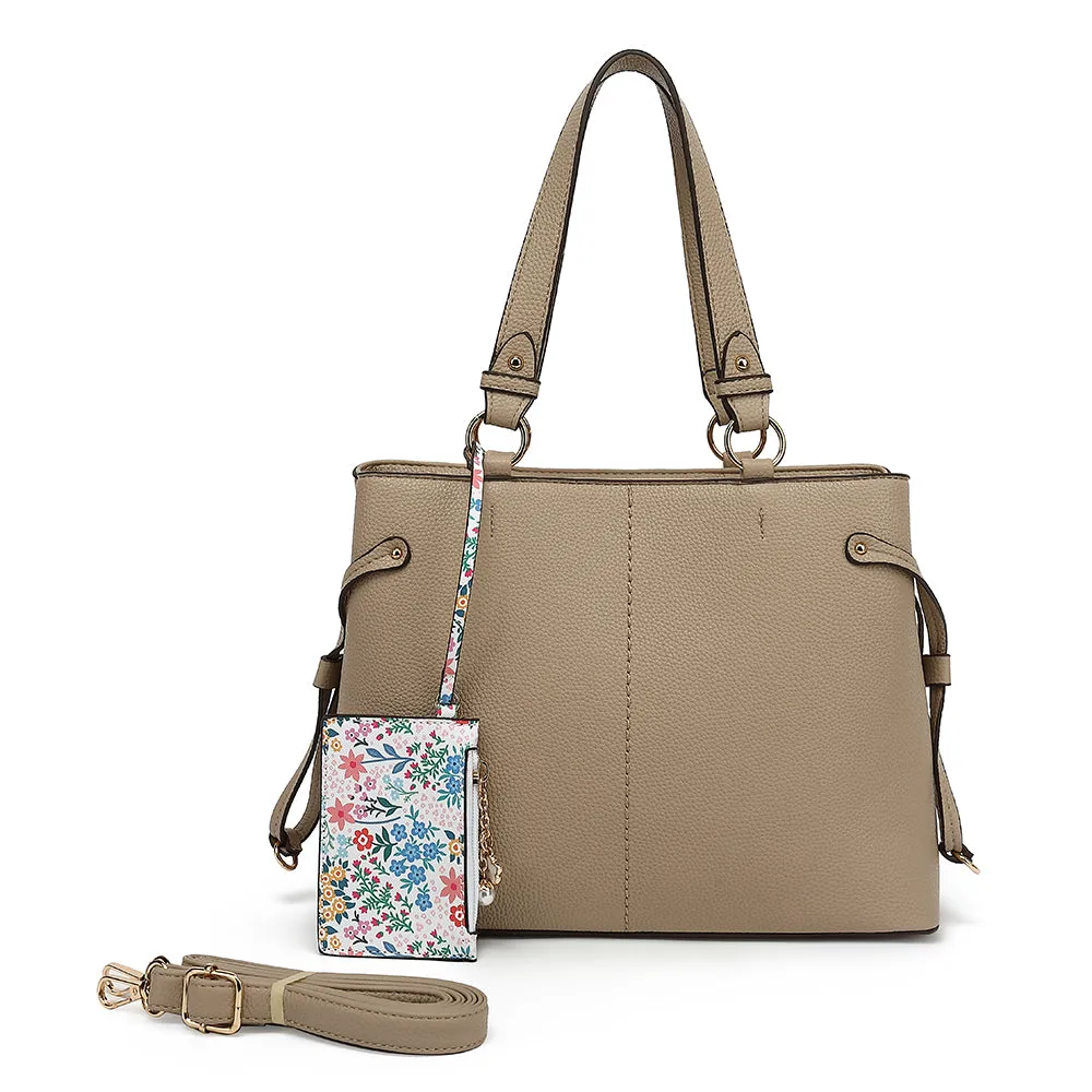 Color Block Satchel with Hang Off and Charms sold by Charming Charlie