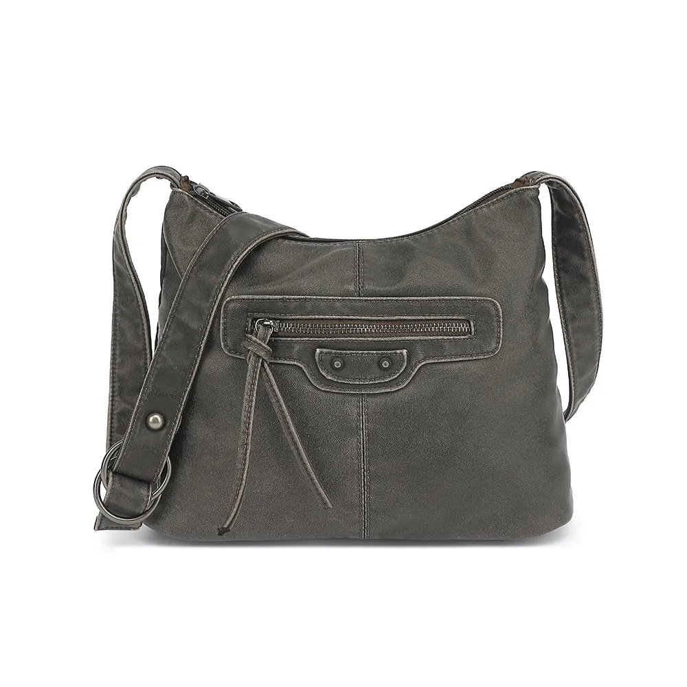 Washed Large Crossbody with Front Zip Pockets sold by Charming Charlie