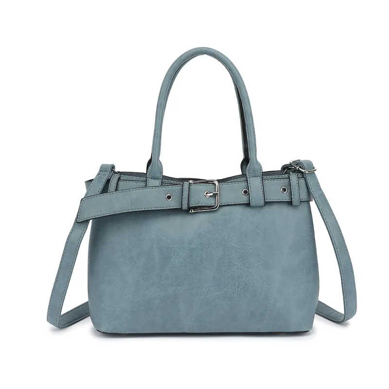 Belted Triple Compartment Satchel with Detachable Crossbody Strap made by Charming Charlie