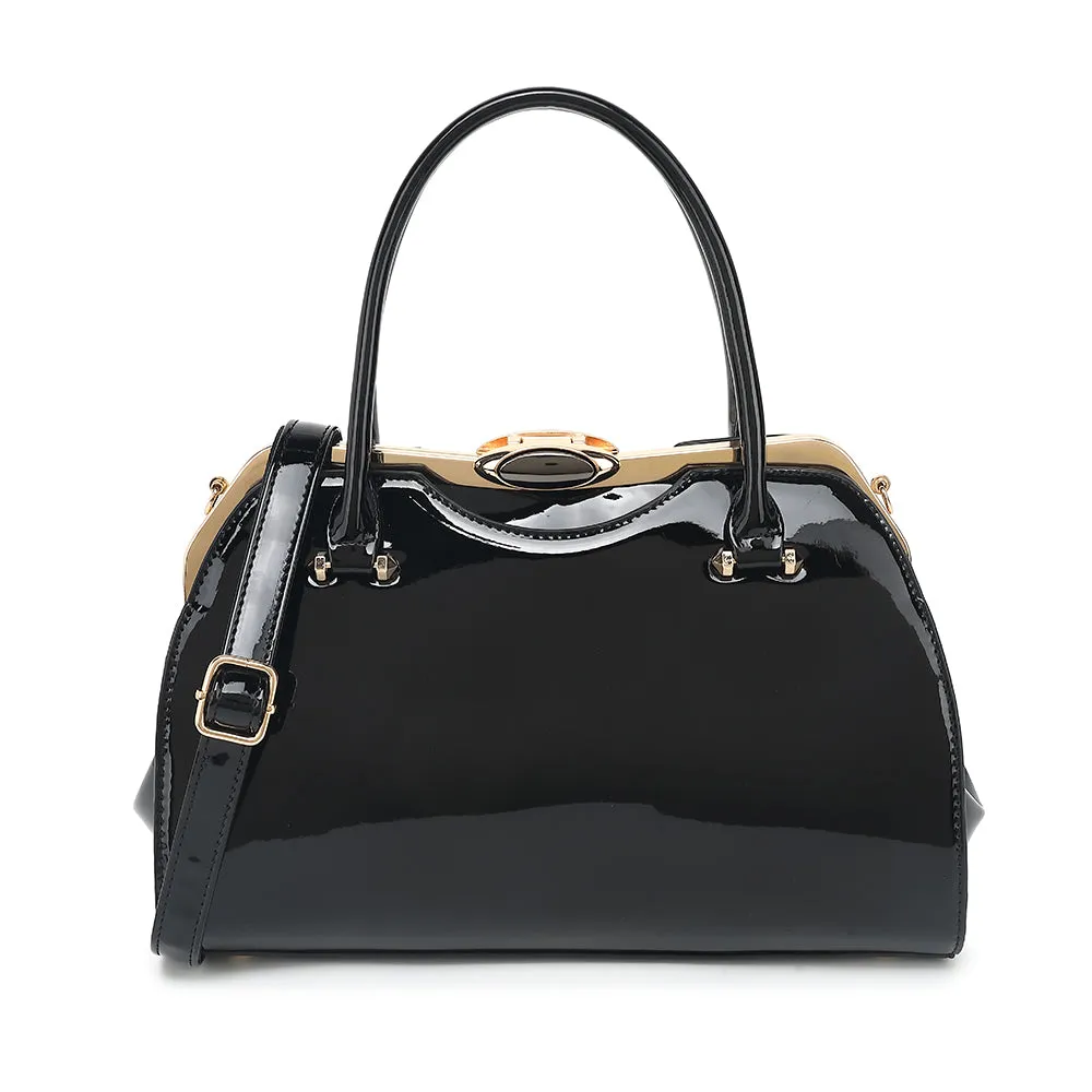 Patent Leather Frame Satchel sold by Charming Charlie product image thumbnail 2