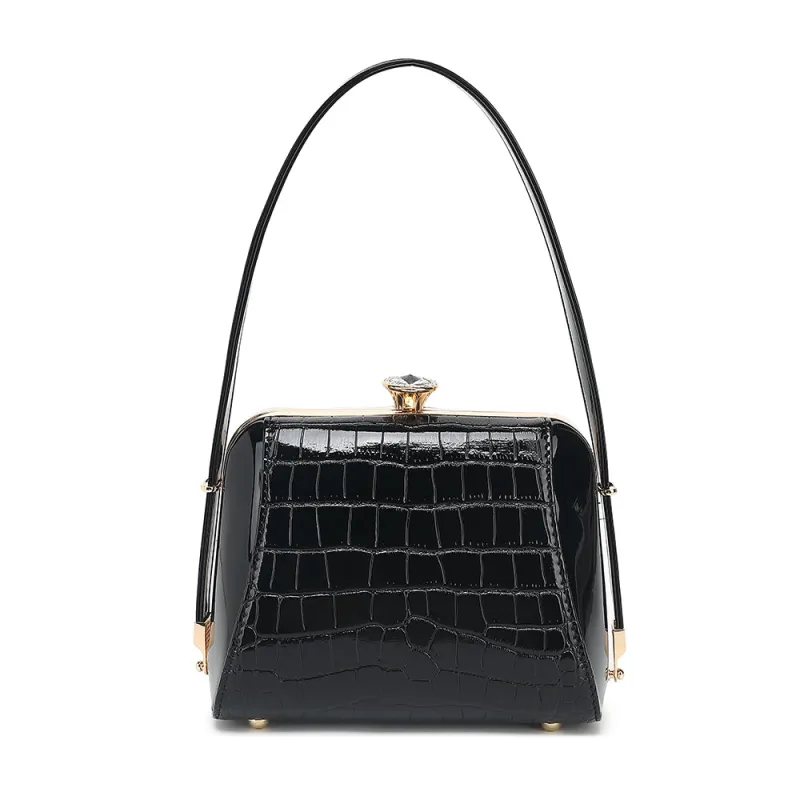 Small Croco Patent Leather Frame Satchel sold by Charming Charlie