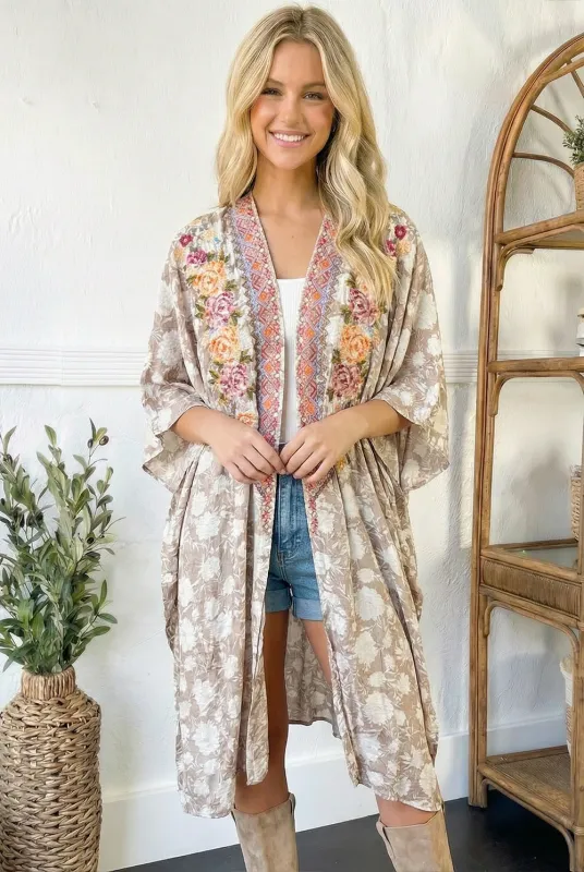 Golden Meadow Embroidered Kimono made by Charming Charlie