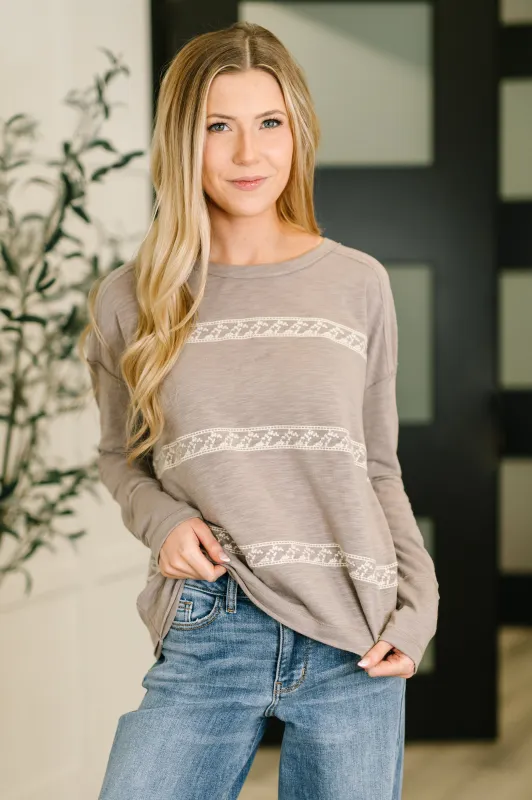 Down to Every Detail Drop Shoulder Long Sleeve in Stone Taupe sold by Charming Charlie