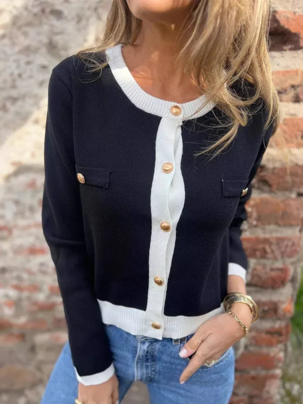 Contrast Trim Button Up Cardigan sold by Charming Charlie
