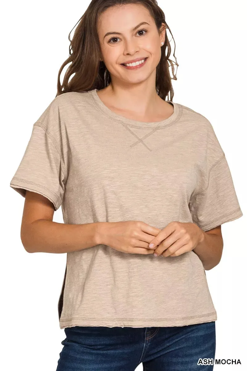 Zenana Cotton Slub Short Sleeve Tee sold by Charming Charlie