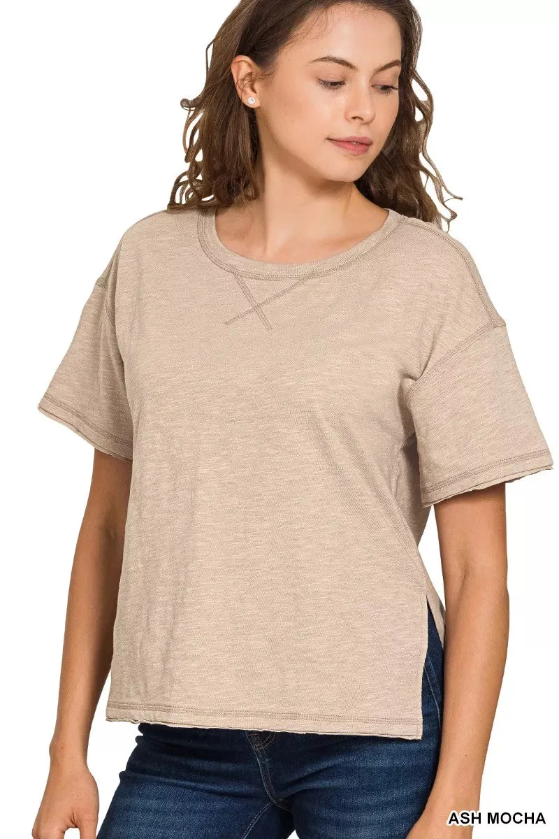 Zenana Cotton Slub Short Sleeve Tee sold by Charming Charlie product image thumbnail 2