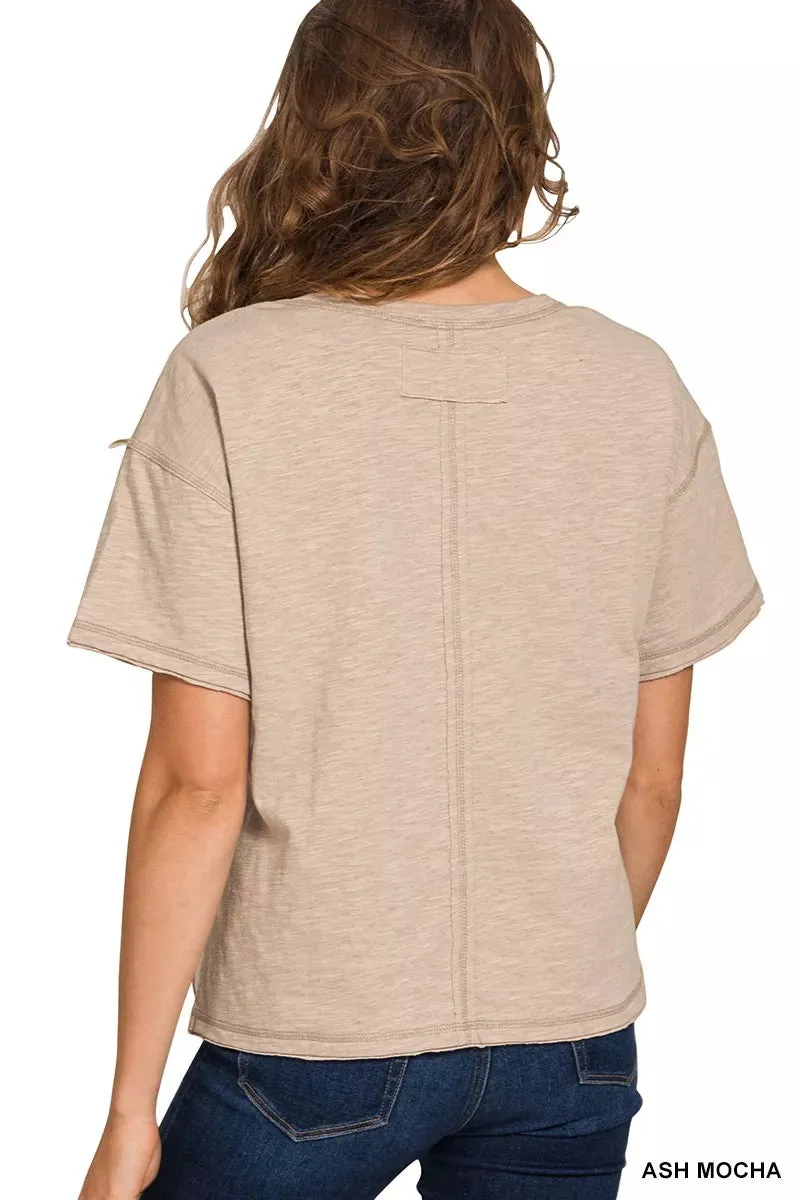 Zenana Cotton Slub Short Sleeve Tee sold by Charming Charlie product image thumbnail 3