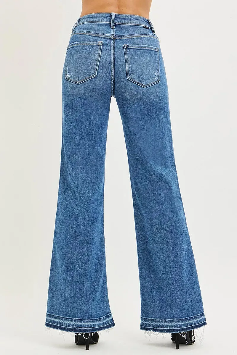 RISEN High Rise Wide Leg Jeans With Released Hem sold by Charming Charlie product image thumbnail 5
