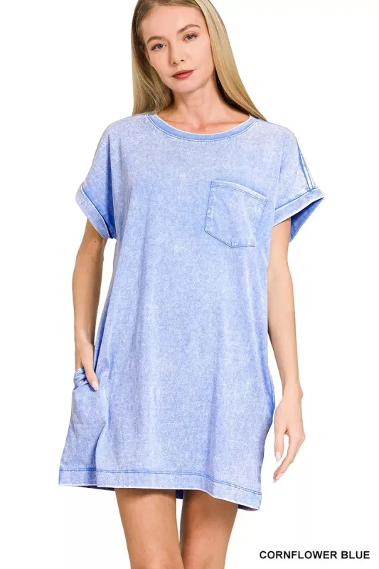 Zenana Premium Cotton Washed T-Shirt Dress sold by Charming Charlie