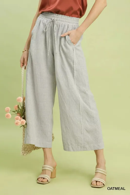 Umgee Linen Blend Striped Wide Leg Pants sold by Charming Charlie