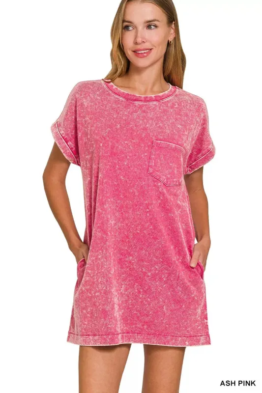 Zenana Premium Cotton Washed T-Shirt Dress sold by Charming Charlie