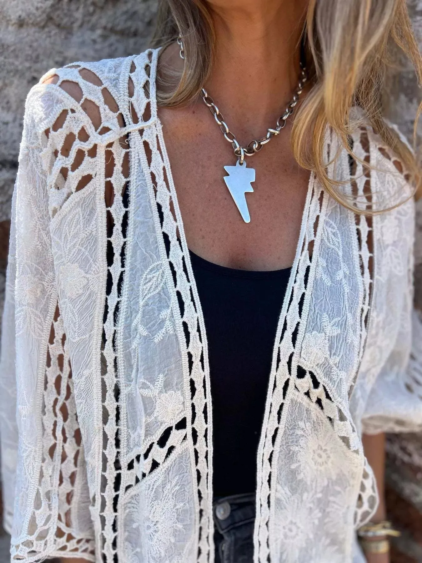 Full Size Embroidered Open Front Cardigan Plus Size sold by Charming Charlie product image thumbnail 5