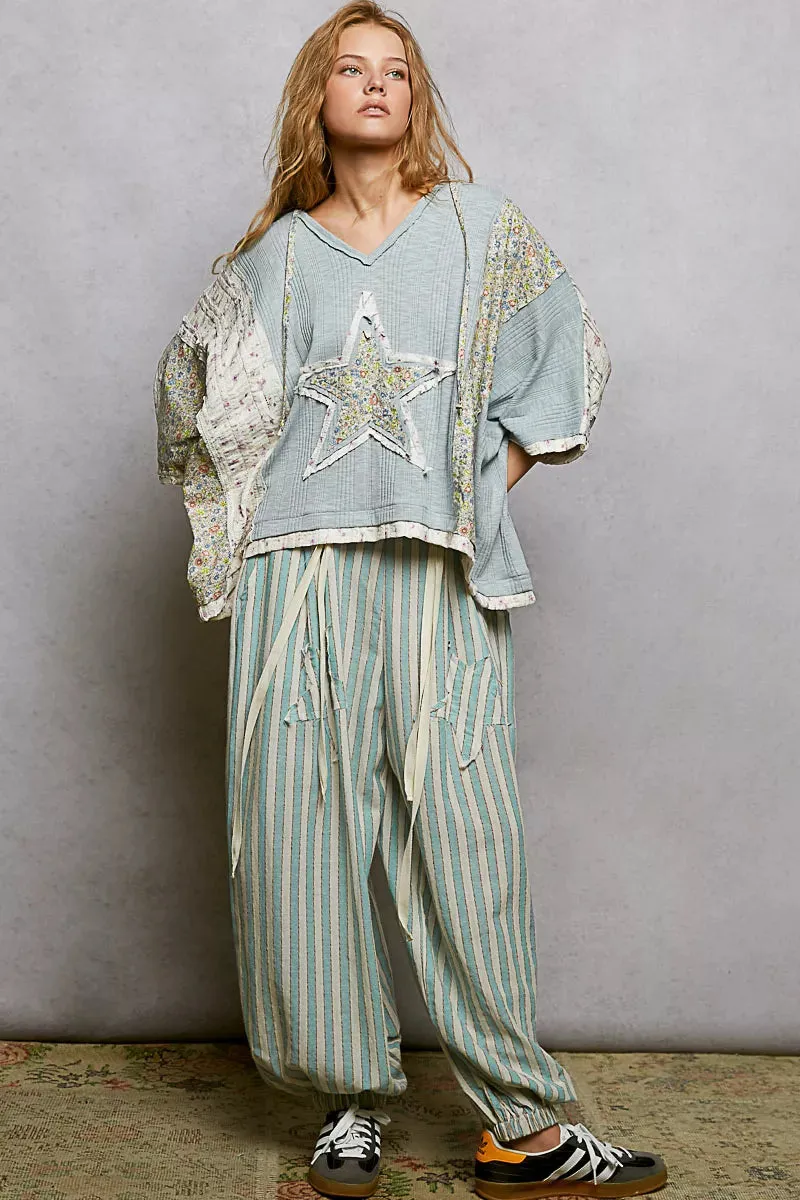 POL Floral Star Patch Hooded Blouse with Lace Contrast Detail sold by Charming Charlie product image thumbnail 5