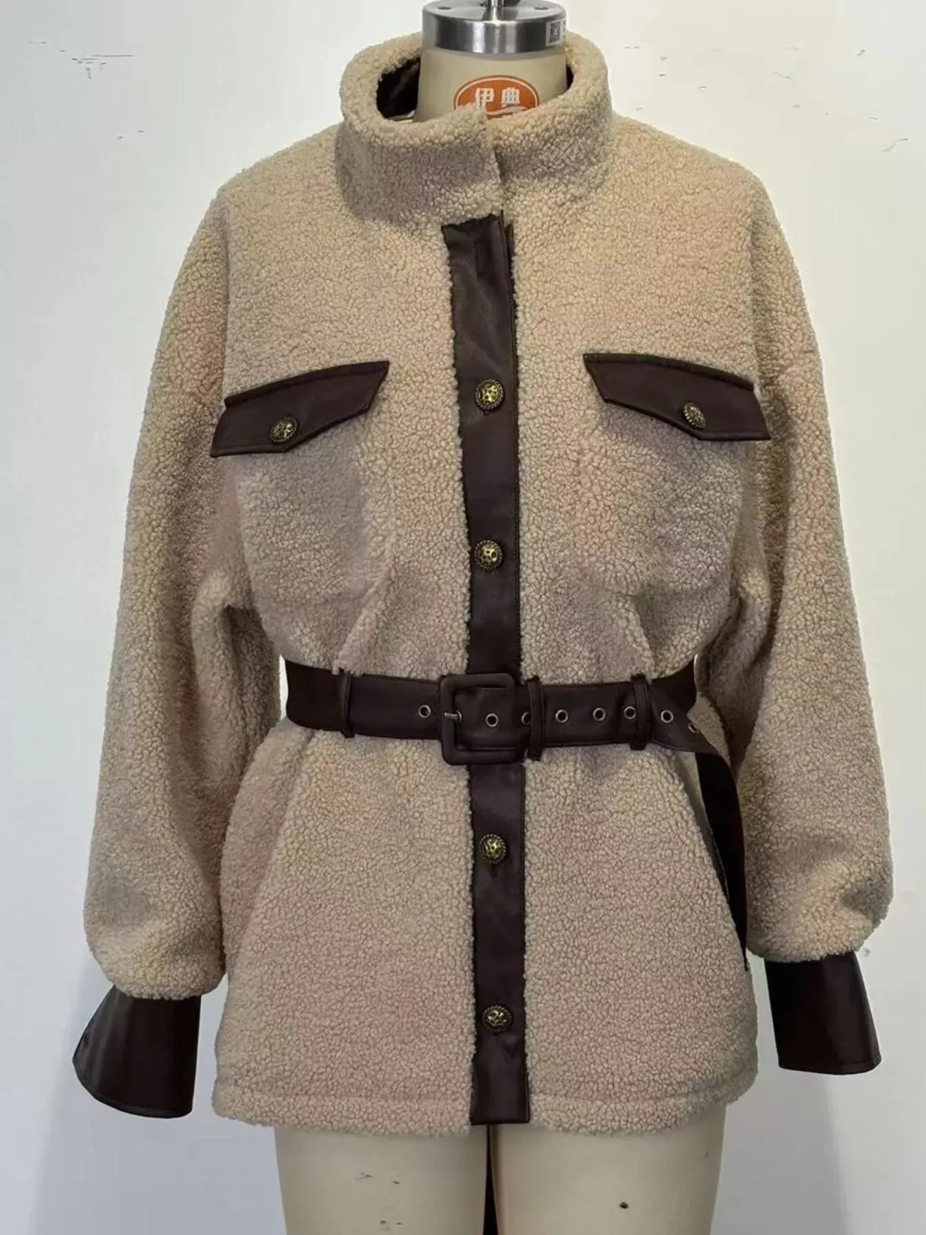 Leather Trim Sherpa Outerwear with Pockets sold by Charming Charlie product image thumbnail 4