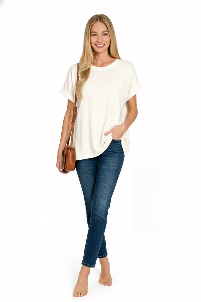Zenana Soft Melange Hacci Short Sleeve Round Neck Top sold by Charming Charlie product image thumbnail 3