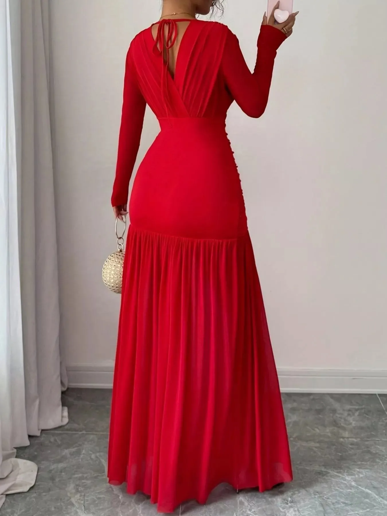 Ruched Surplice Long Sleeve Maxi Dress sold by Charming Charlie product image thumbnail 5