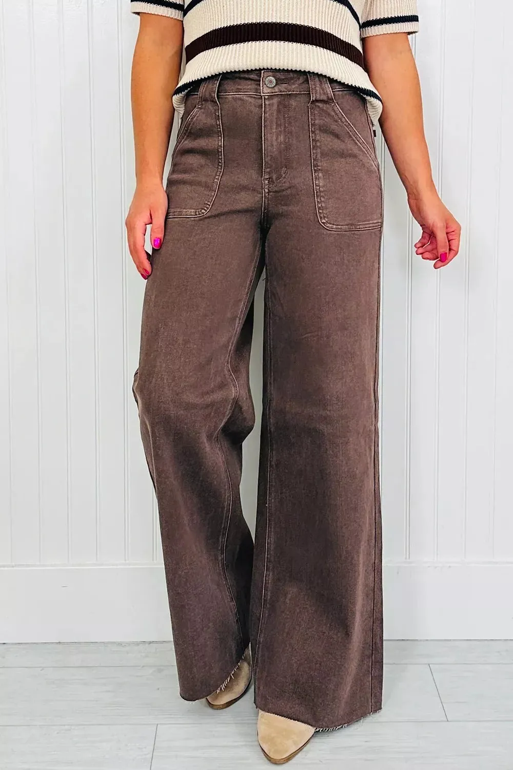 Vintage Wash Wide Leg Jeans sold by Charming Charlie product image thumbnail 4