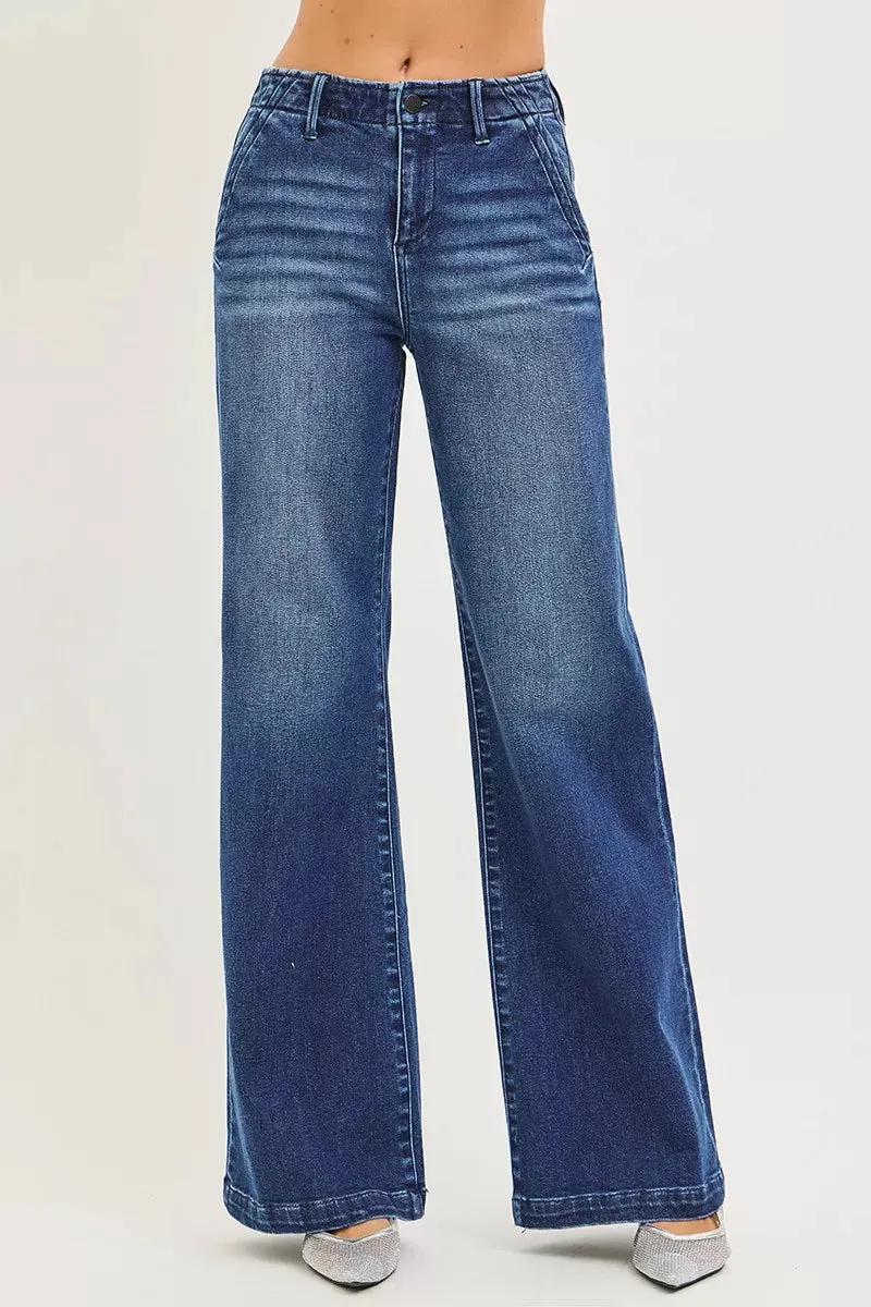 RISEN High Rise Wide Leg Slanted Pocket Jeans sold by Charming Charlie product image thumbnail 2