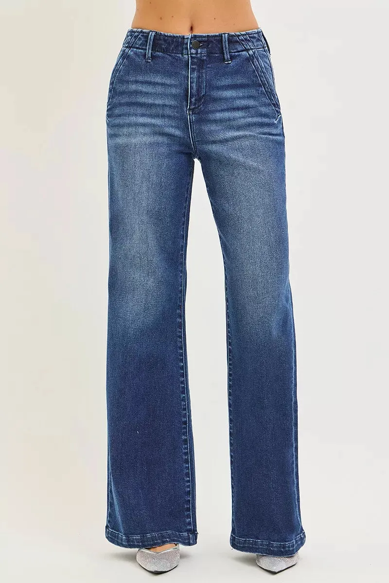 RISEN High Rise Wide Leg Slanted Pocket Jeans sold by Charming Charlie product image thumbnail 3