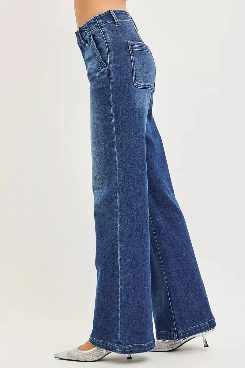 RISEN High Rise Wide Leg Slanted Pocket Jeans sold by Charming Charlie product image thumbnail 4