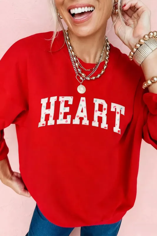 HEART Embroidered Patched Graphic Valentine Sweatshirt sold by Charming Charlie