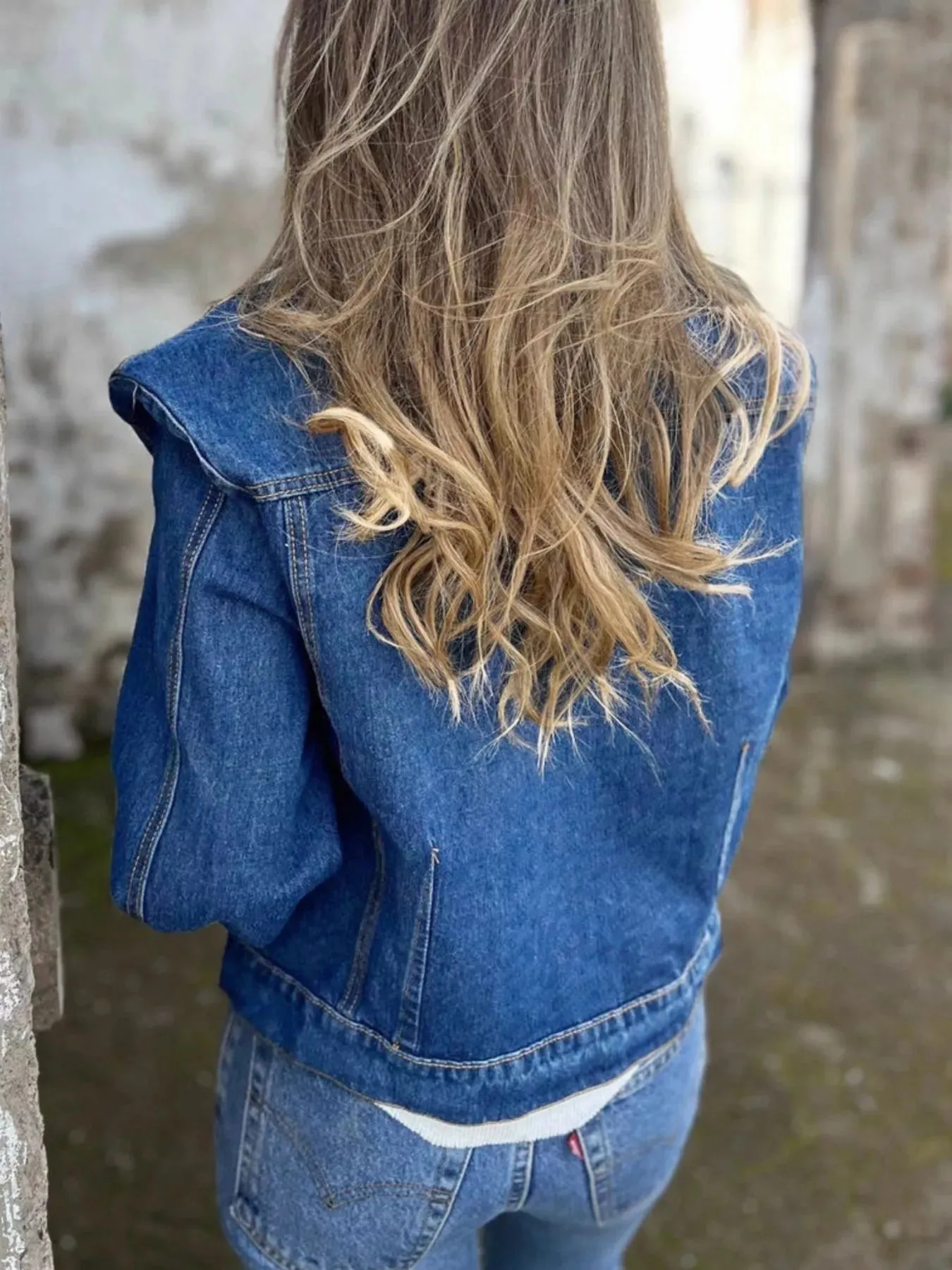 Plus Size Button Up Chest Pockets Denim Jacket sold by Charming Charlie product image thumbnail 4