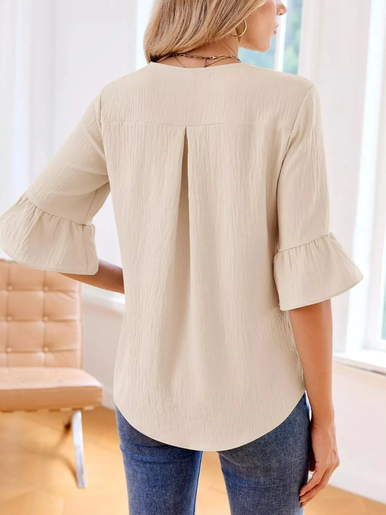 Ruffled Flounce Sleeve Blouse sold by Charming Charlie product image thumbnail 3