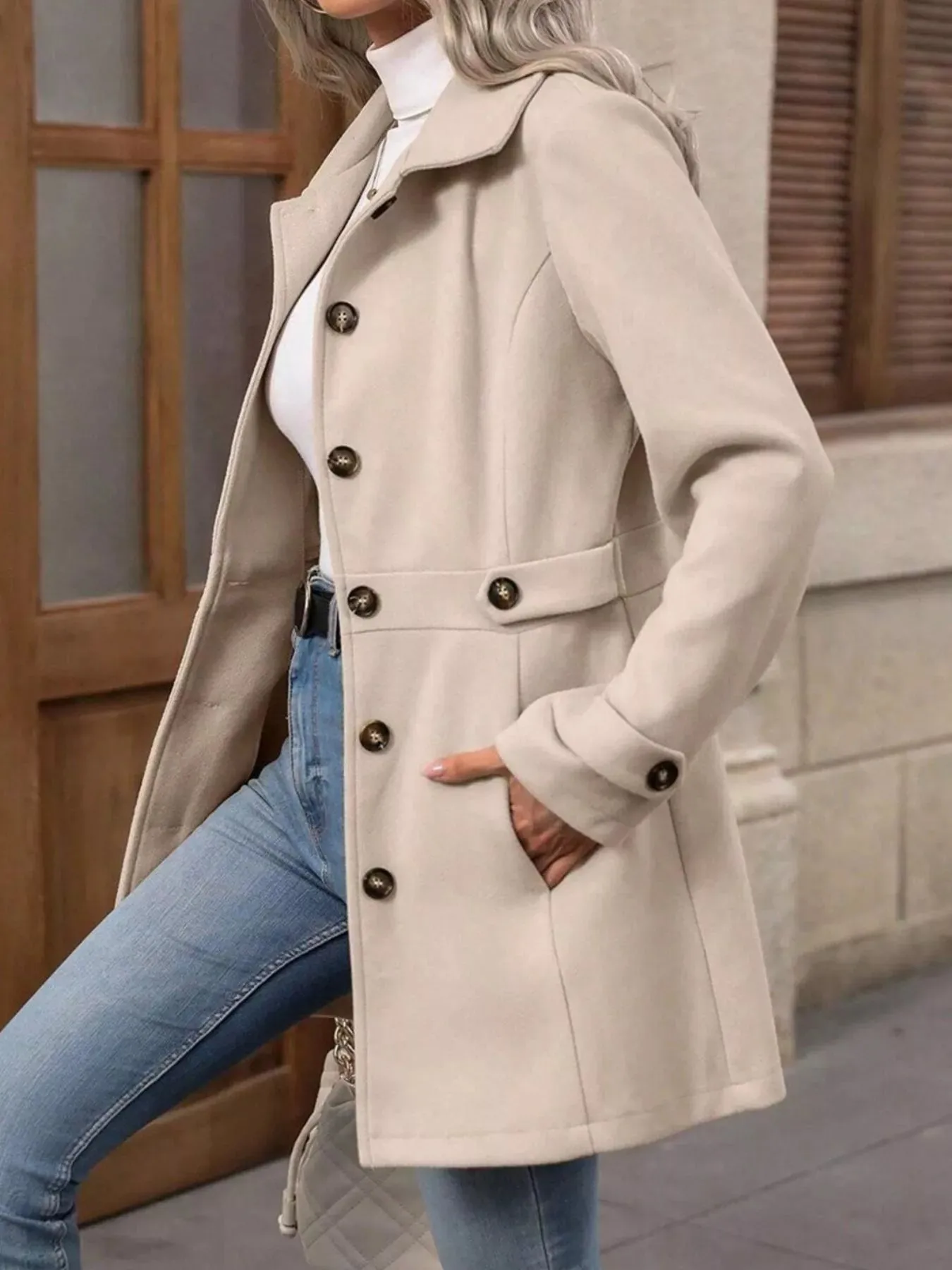 Button Up Long Sleeve Coat sold by Charming Charlie product image thumbnail 3