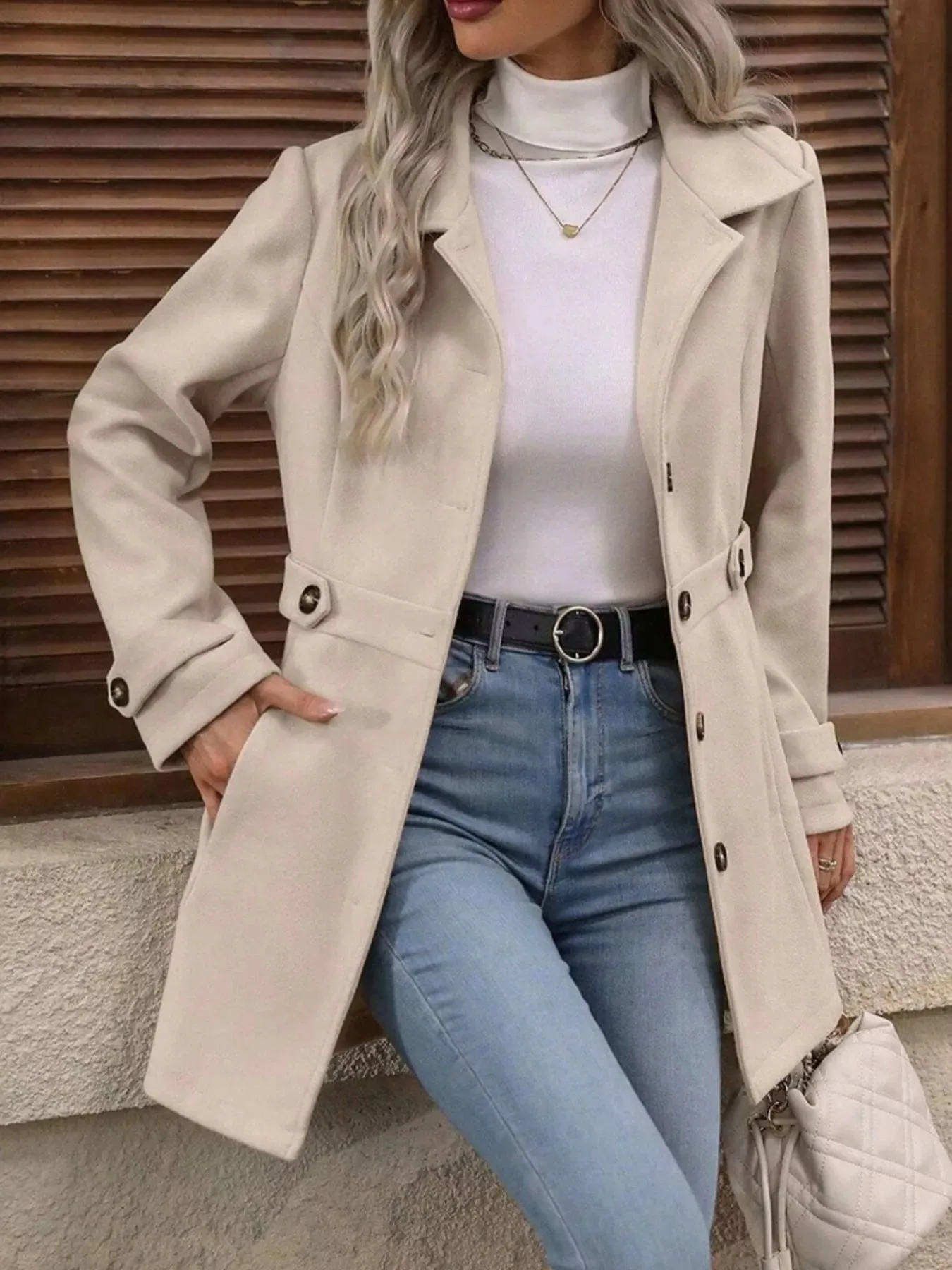 Button Up Long Sleeve Coat sold by Charming Charlie product image thumbnail 4