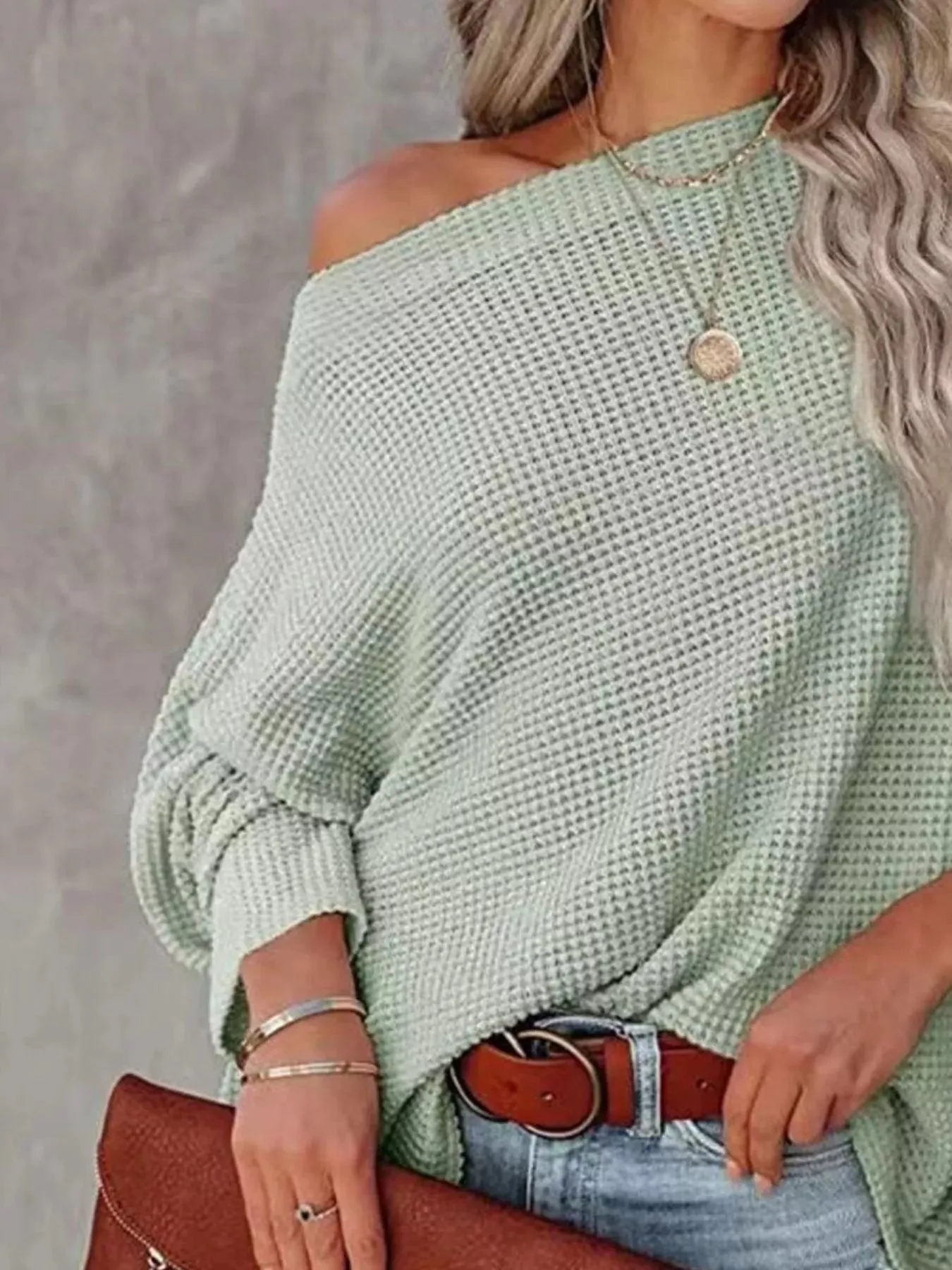 Waffle Knit Boat Neck T-Shirt sold by Charming Charlie product image thumbnail 4